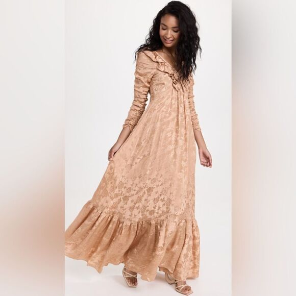 Free People x byTiMo Jacquard Ruffle Gown/ size XS - Picture 1 of 11
